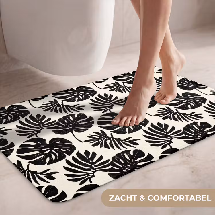 Wc Mat - Modern - Monstera - Zwart — 7
