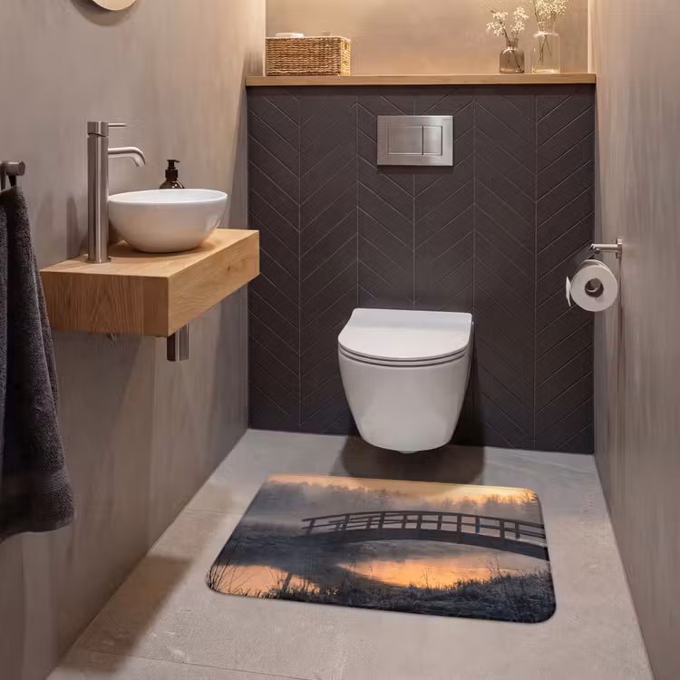 Wc Mat - Brug - Mist - Bomen - Water — 2