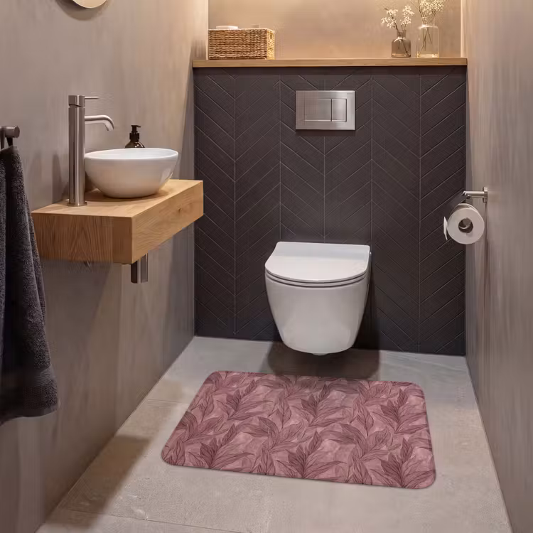 Wc Mat - Bladeren - Patroon - Paars — 2