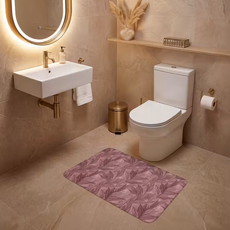 Wc Mat - Bladeren - Patroon - Paars — 4