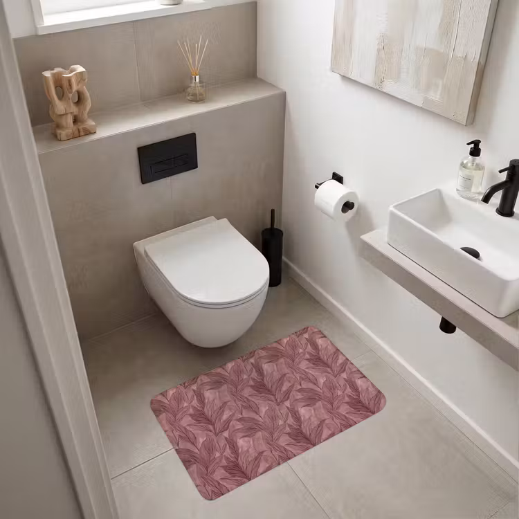 Wc Mat - Bladeren - Patroon - Paars — 6