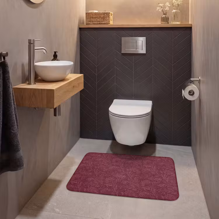 Wc Mat - Bladeren - Patroon - Paars — 2