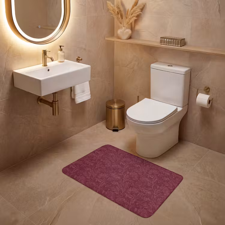 Wc Mat - Bladeren - Patroon - Paars — 4
