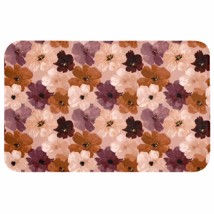 Wc Mat - Bloemen - Abstract - Aardetinten
