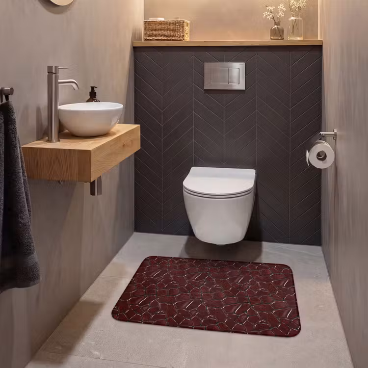 Wc Mat - Mozaïek - Tegel - Bordeauxrood — 2