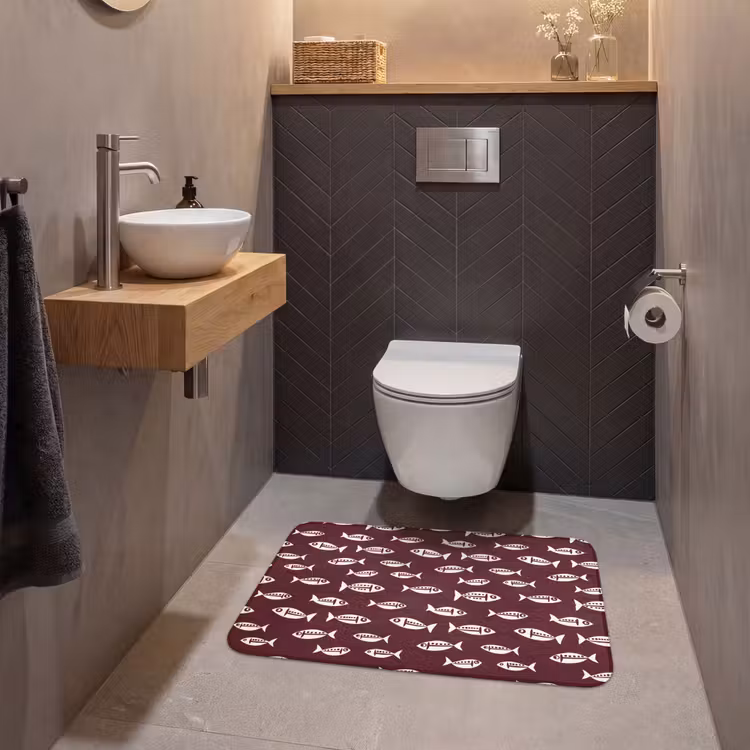 Wc Mat - Vissen - Grafisch - Patroon - Donker — 2
