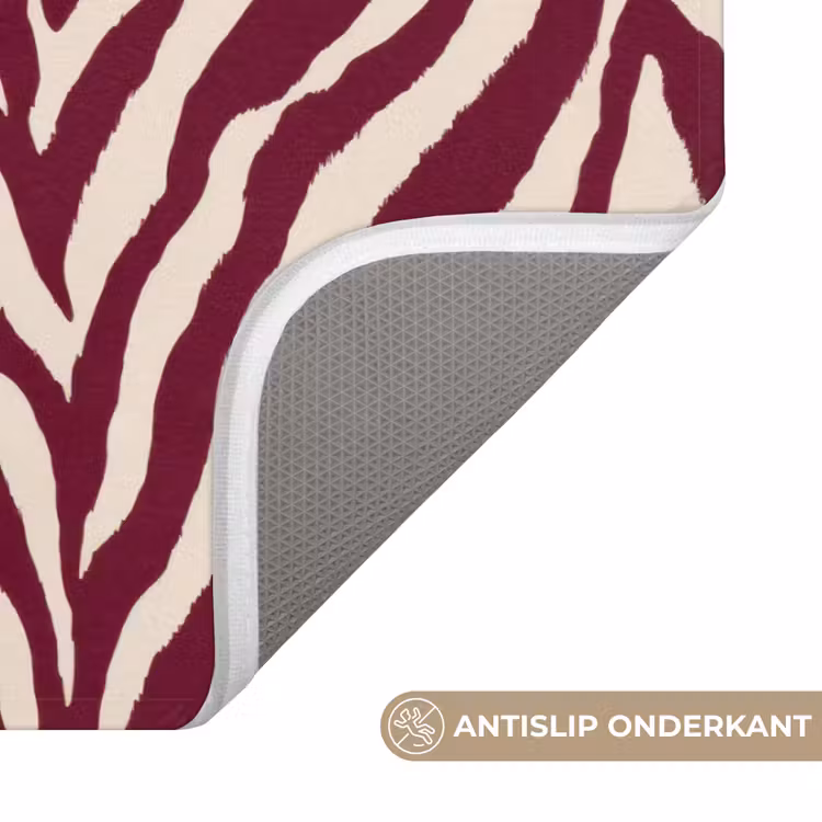 Wc Mat - Zebra - Motief - Bordeaux - Rood — 3