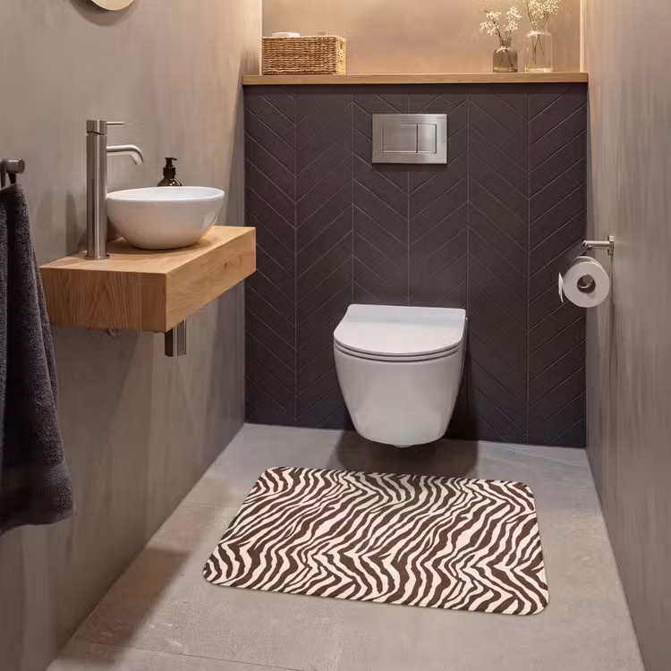 Wc Mat - Zebra - Patroon - Zwart - Wit — 2
