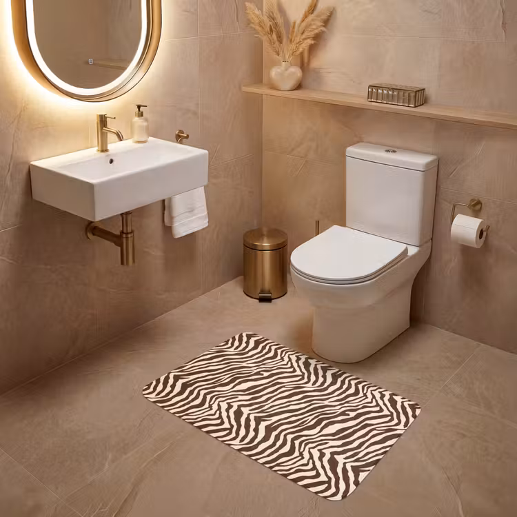 Wc Mat - Zebra - Patroon - Zwart - Wit — 4