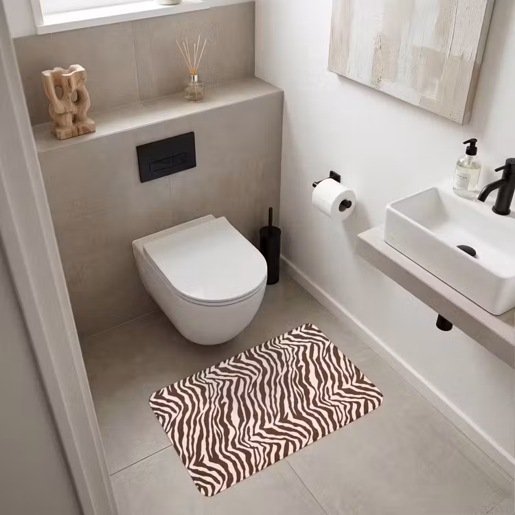 Wc Mat - Zebra - Patroon - Zwart - Wit — 6