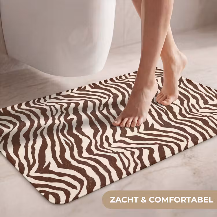 Wc Mat - Zebra - Patroon - Zwart - Wit — 7