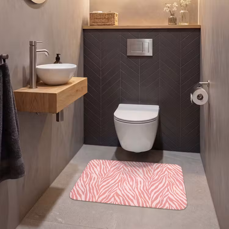 Wc Mat - Zebra - Print - Roze — 2