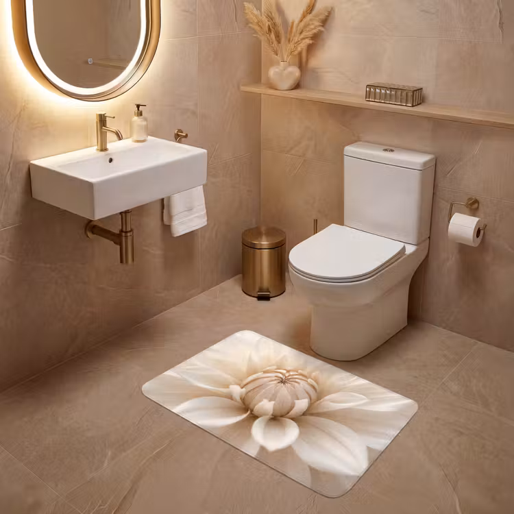 Wc Mat - Bloem - Dahlia - Wit — 4