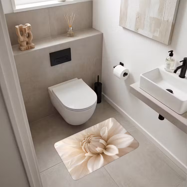 Wc Mat - Bloem - Dahlia - Wit — 6