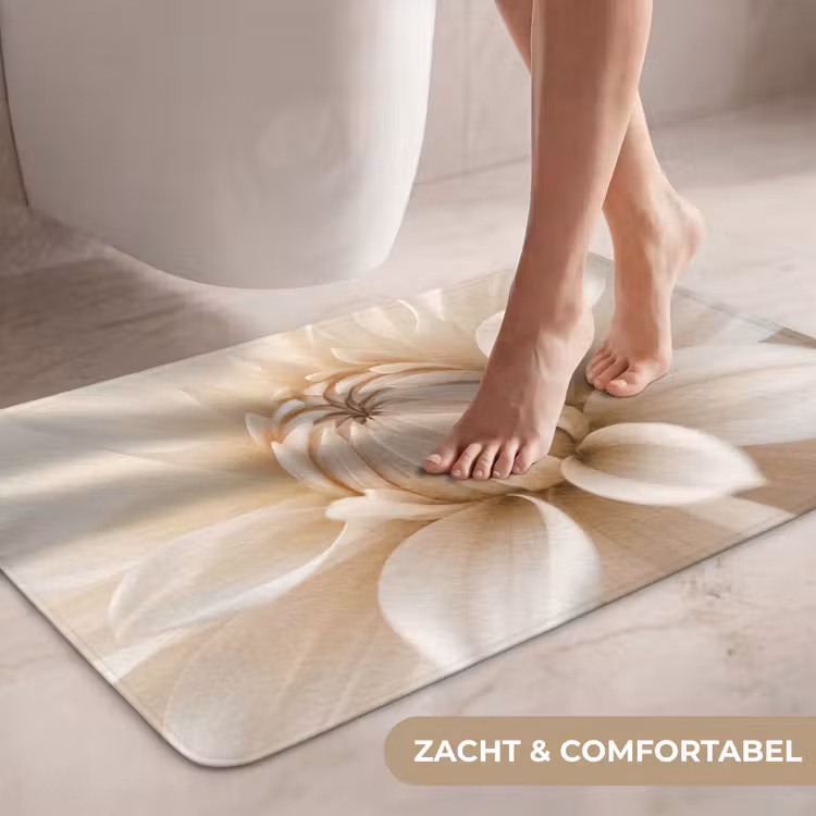 Wc Mat - Bloem - Dahlia - Wit — 7