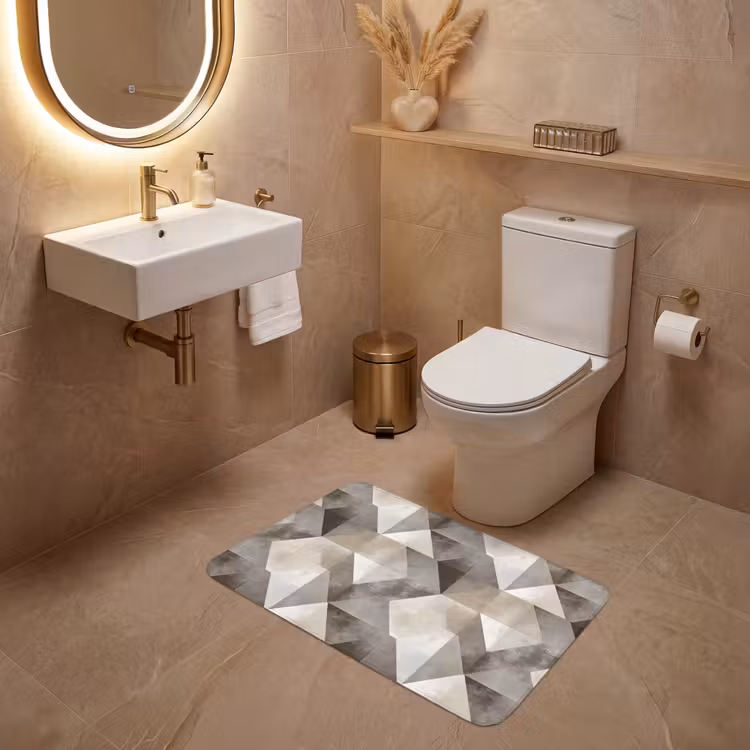 Wc Mat - Geometrisch - Motief - Aardetinten — 4