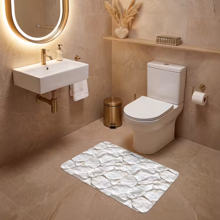 Wc Mat - Structuur - Rots - Wit — 4