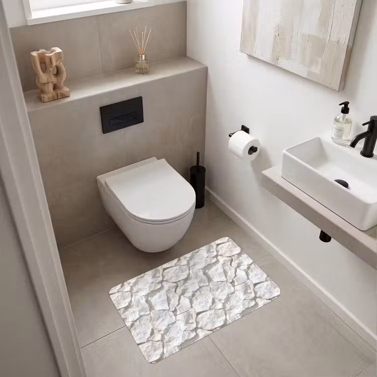 Wc Mat - Structuur - Rots - Wit — 6