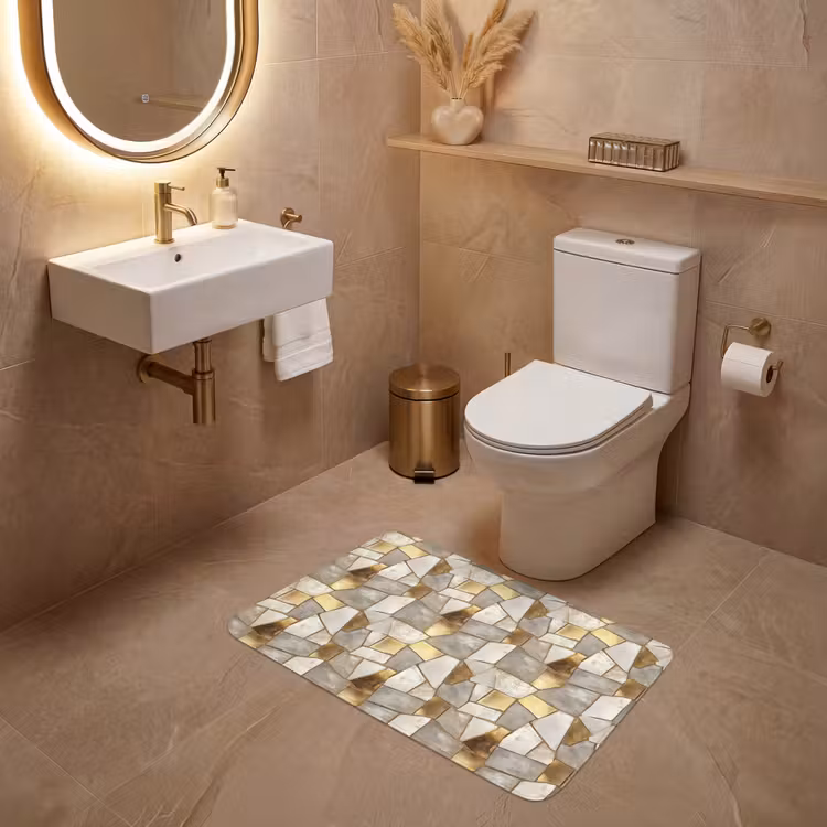 Wc Mat - Mozaïek - Marmer - Goud — 4