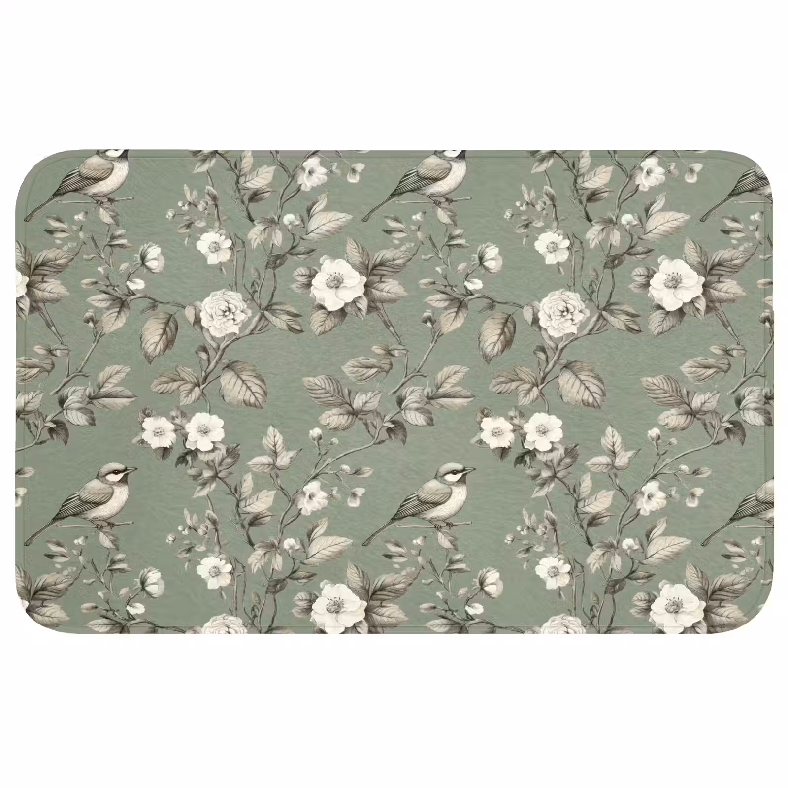 Wc Mat - Botanisch - Vogels - Groen — 1
