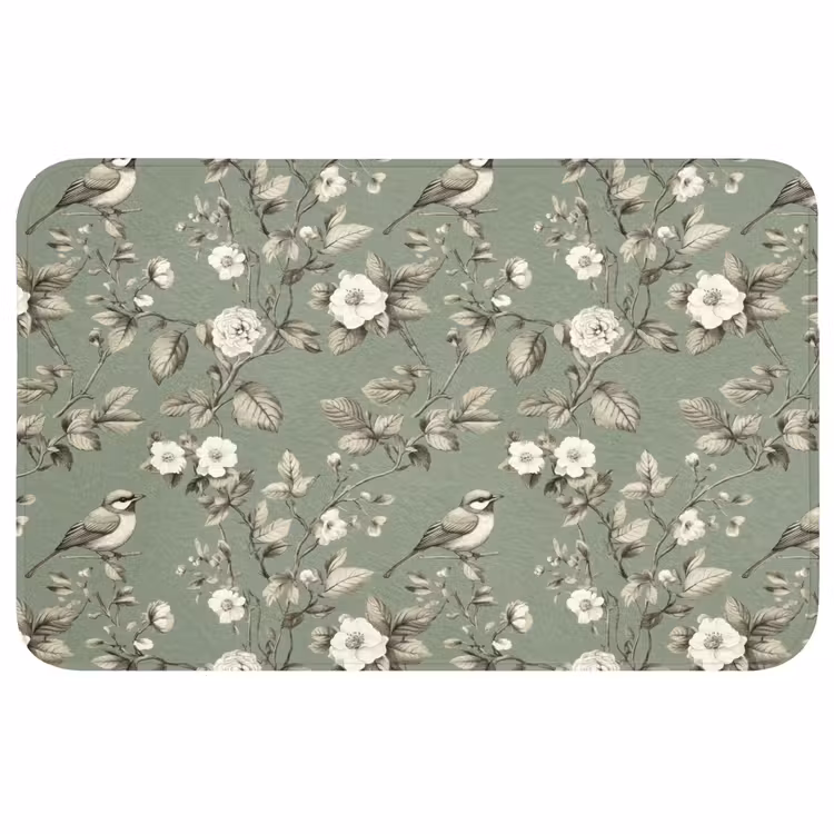 Wc Mat - Botanisch - Vogels - Groen — 1