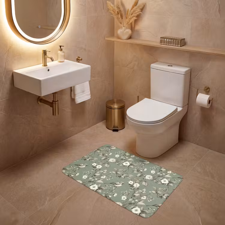 Wc Mat - Botanisch - Vogels - Groen — 4