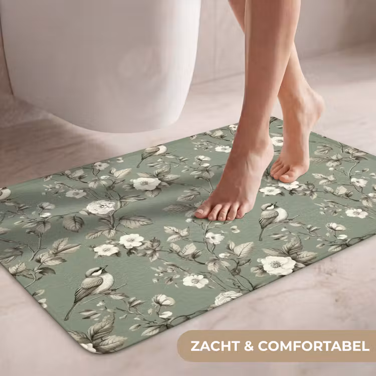 Wc Mat - Botanisch - Vogels - Groen — 7