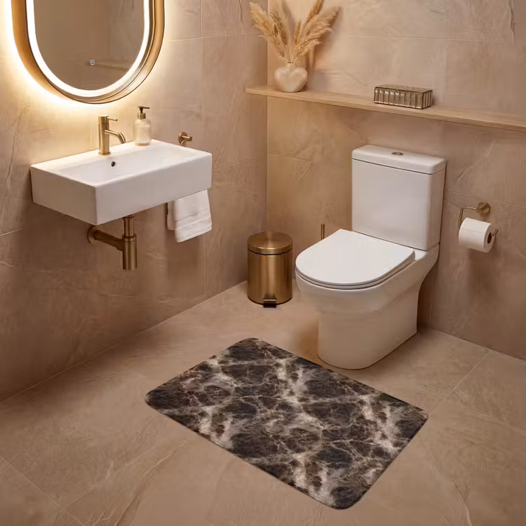 Wc Mat - Bruin - Goud - Marmer — 4