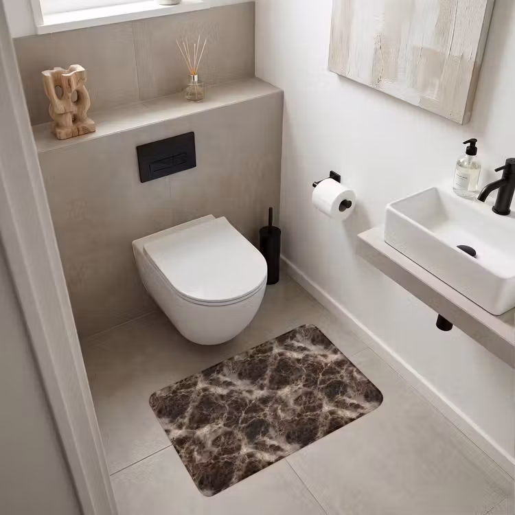 Wc Mat - Bruin - Goud - Marmer — 6