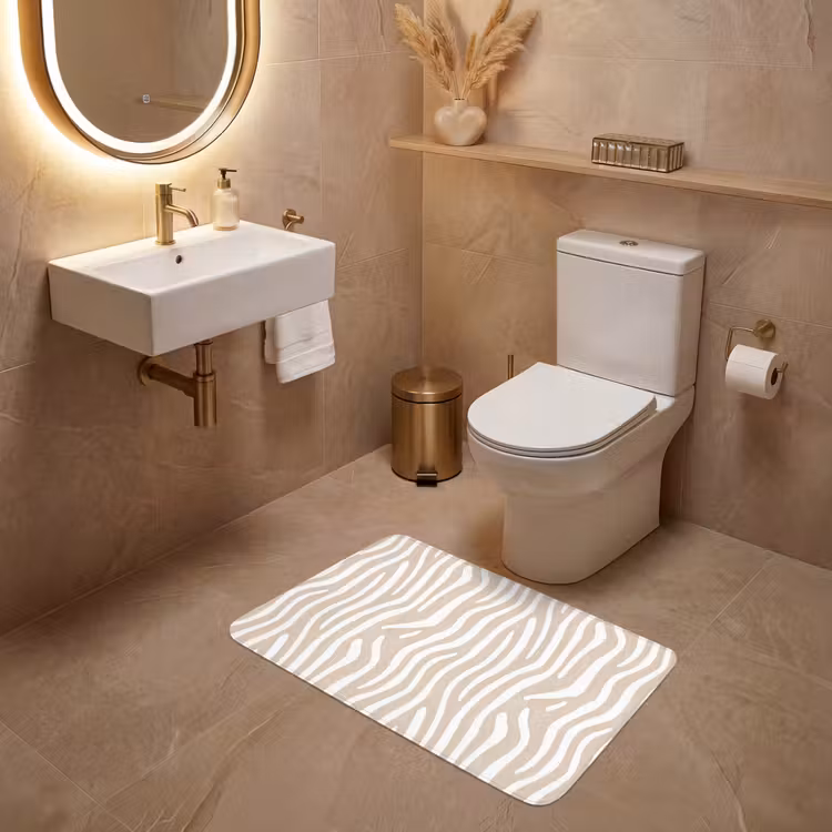 Wc Mat - Abstract - Zebra - Beige — 4