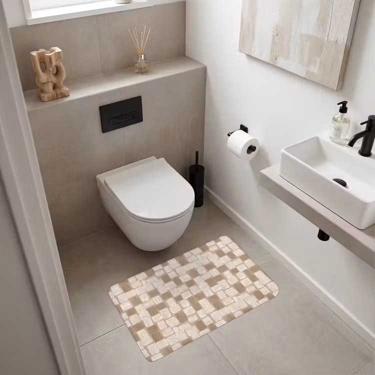 Wc Mat - Blok - Patroon - Bruin — 6