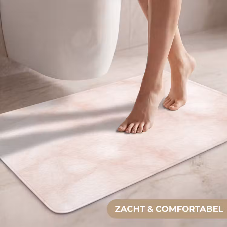 Wc Mat - Roze - Marmer - Crème — 7