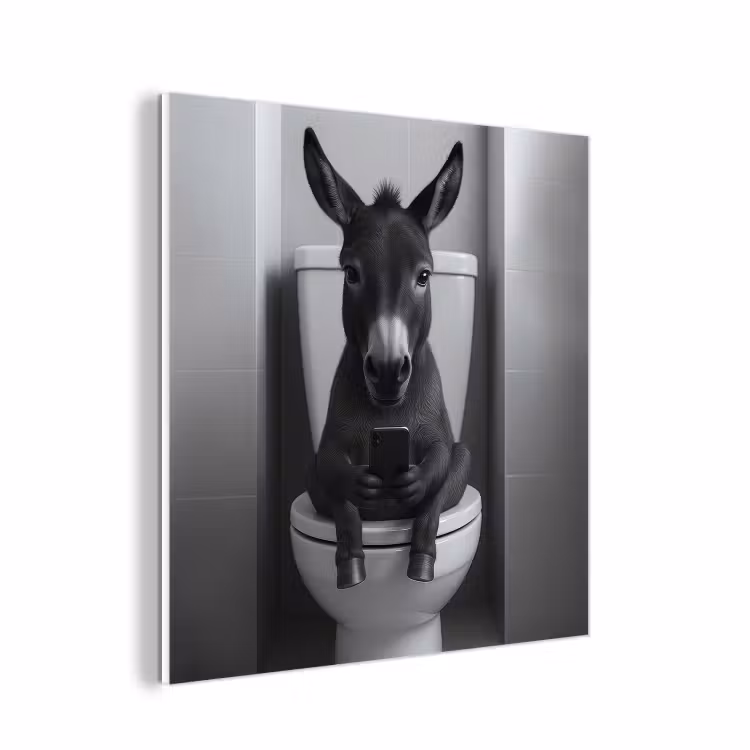 Forex - Ezel - Telefoon - Toilet - Zwart - Wit — 1