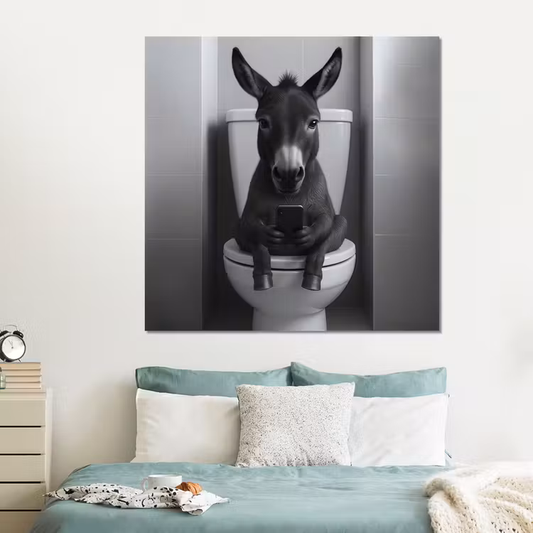 Forex - Ezel - Telefoon - Toilet - Zwart - Wit — 2