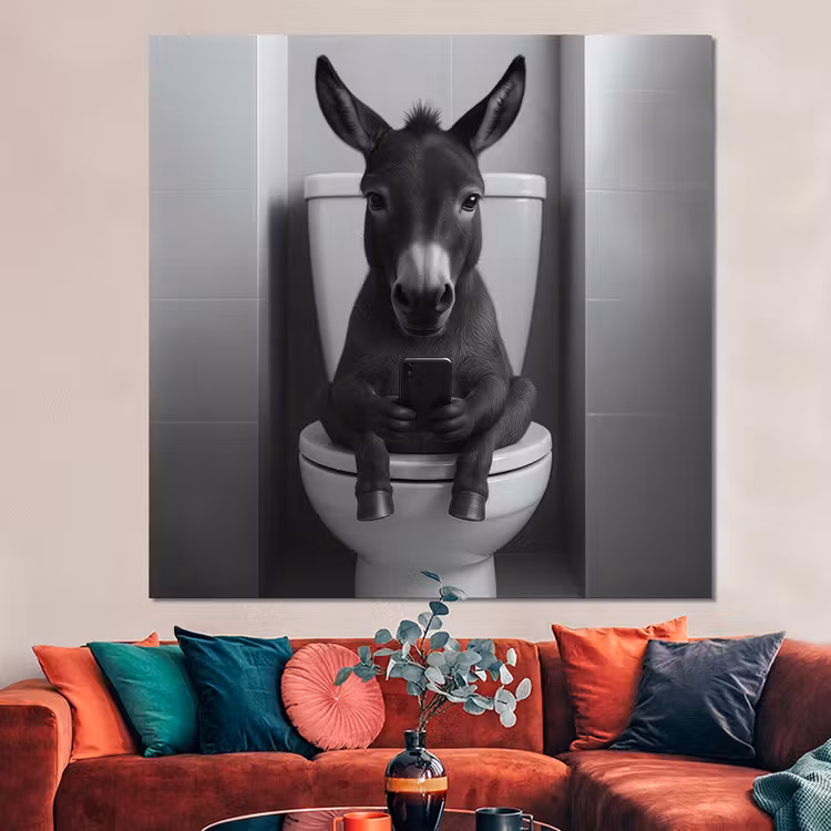 Forex - Ezel - Telefoon - Toilet - Zwart - Wit — 3