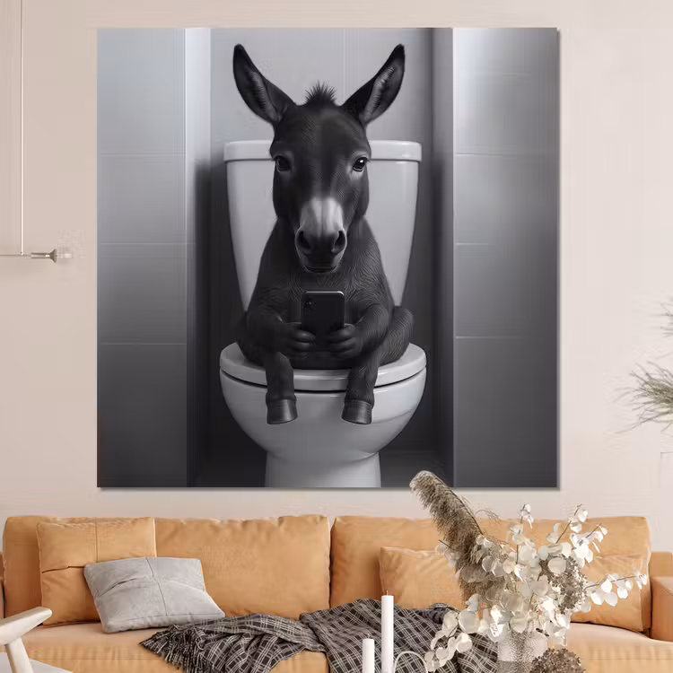 Forex - Ezel - Telefoon - Toilet - Zwart - Wit — 4