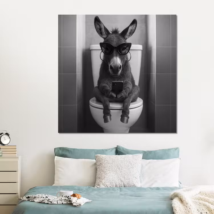 Forex - Ezel - Telefoon - Toilet - Zwart - Wit — 2