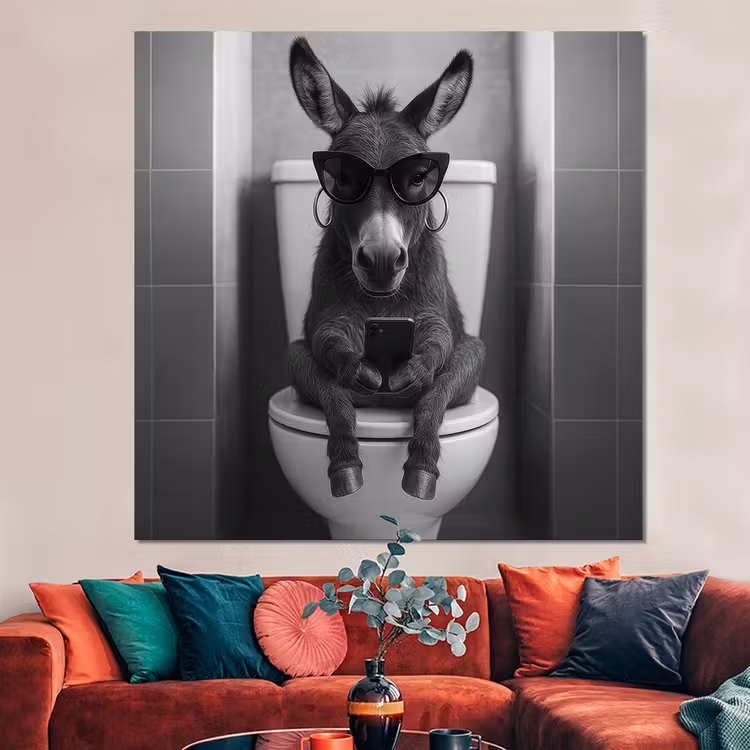 Forex - Ezel - Telefoon - Toilet - Zwart - Wit — 3