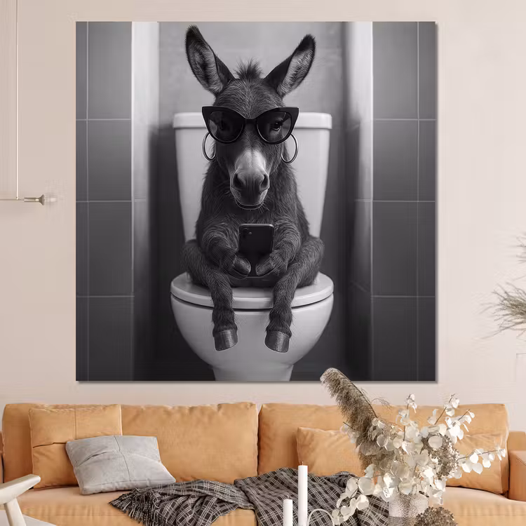 Forex - Ezel - Telefoon - Toilet - Zwart - Wit — 4