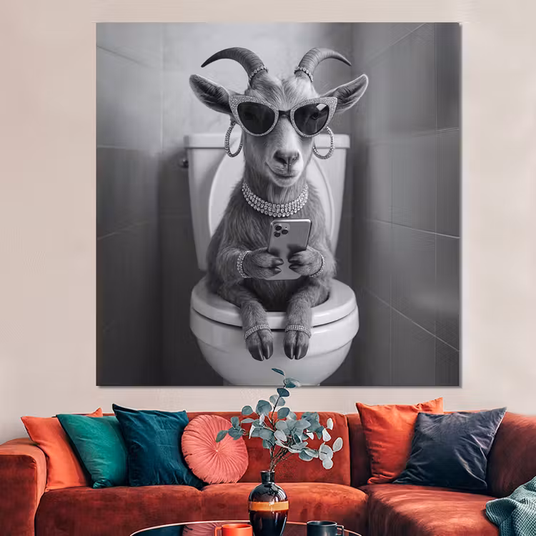 Forex - Geit - Telefoon - Toilet - Zwart - Wit — 3
