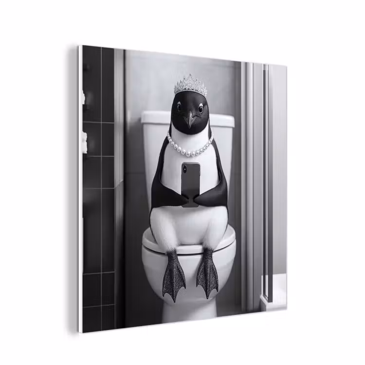 Forex - Pinguïn - Telefoon - Toilet - Zwart - Wit — 1
