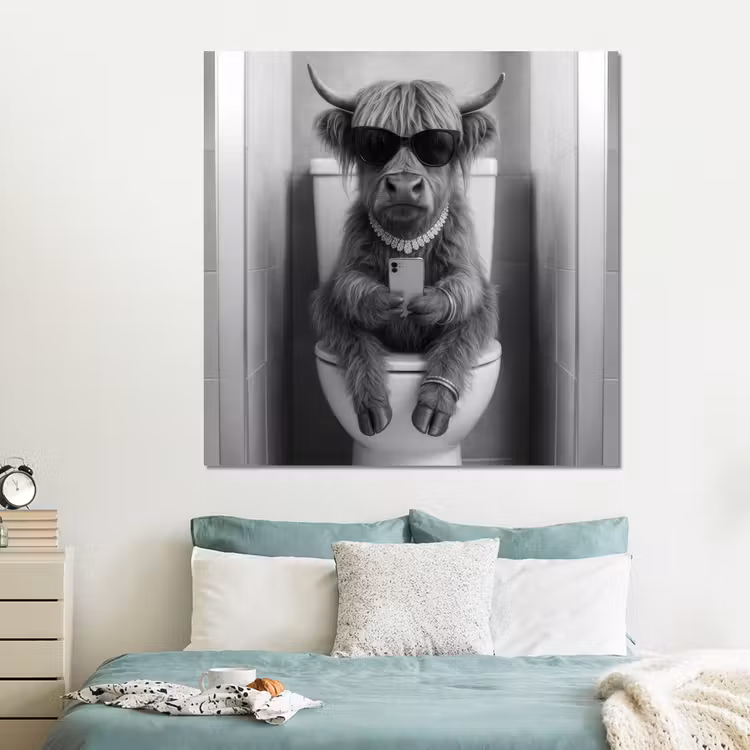 Forex - Stier - Telefoon - Toilet - Zwart - Wit — 2