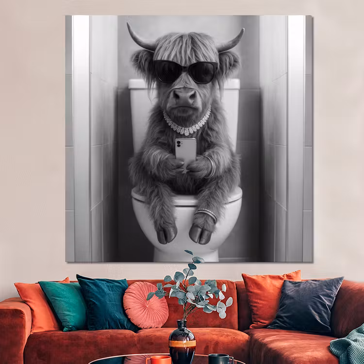 Forex - Stier - Telefoon - Toilet - Zwart - Wit — 3