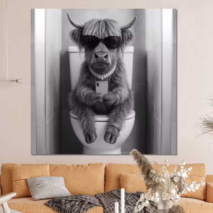 Forex - Stier - Telefoon - Toilet - Zwart - Wit — 4