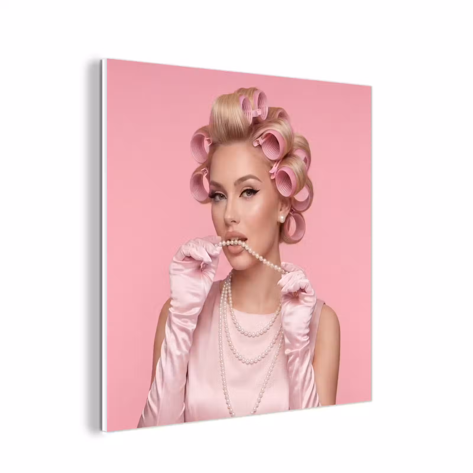 Forex - Vrouw - Roze - Parelketting - Krulspelden — 1