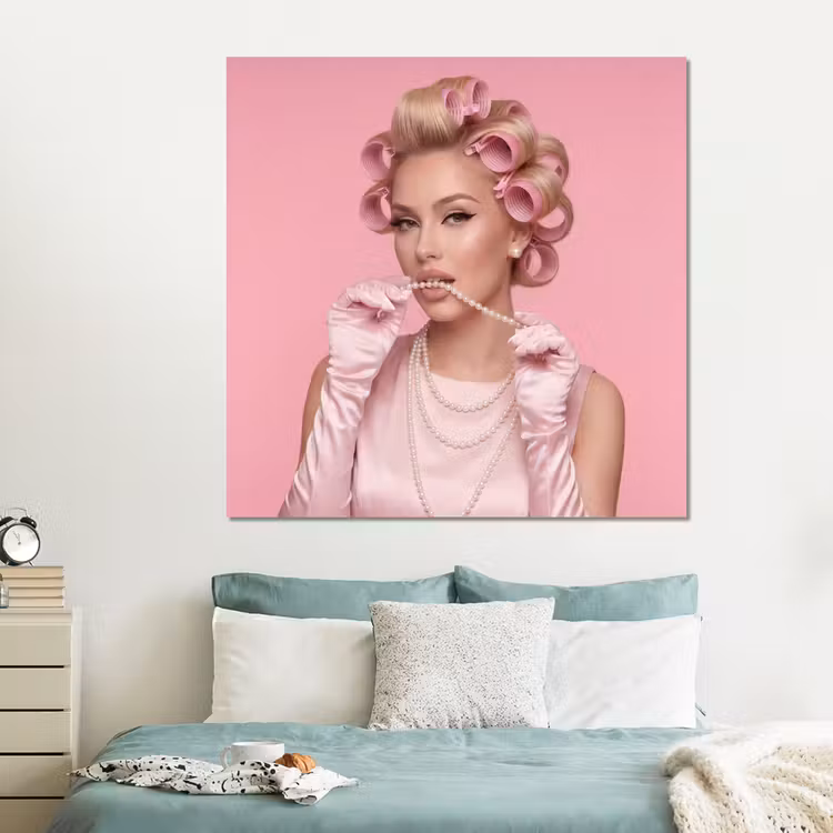 Forex - Vrouw - Roze - Parelketting - Krulspelden — 2