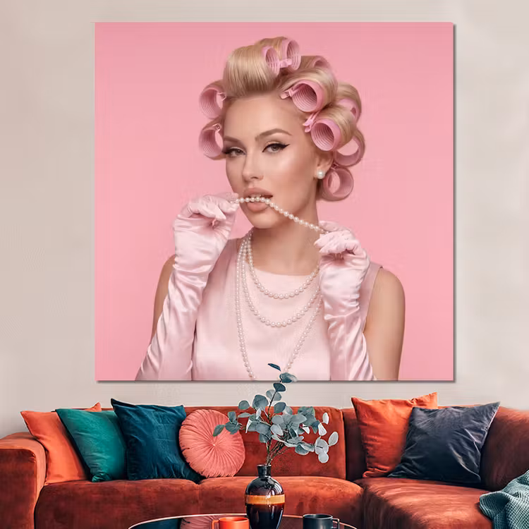 Forex - Vrouw - Roze - Parelketting - Krulspelden — 3