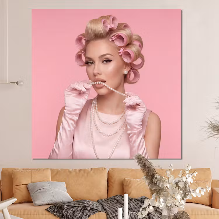 Forex - Vrouw - Roze - Parelketting - Krulspelden — 4