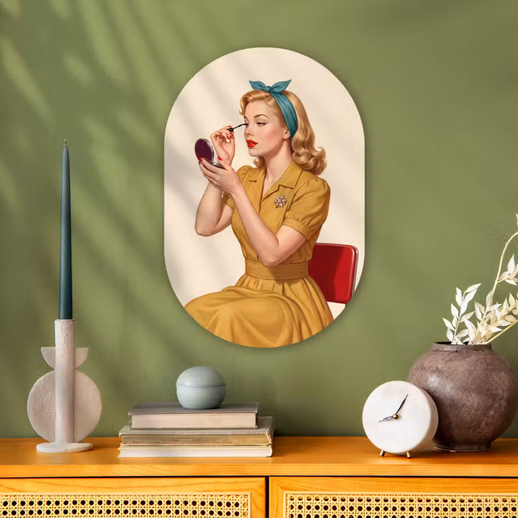 Muurovaal - Kunststof - Illustratie - Mascara - Vrouw - Geel — 2
