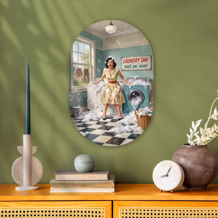 Muurovaal - Kunststof - Retro - Blauw - Vrouw — 2